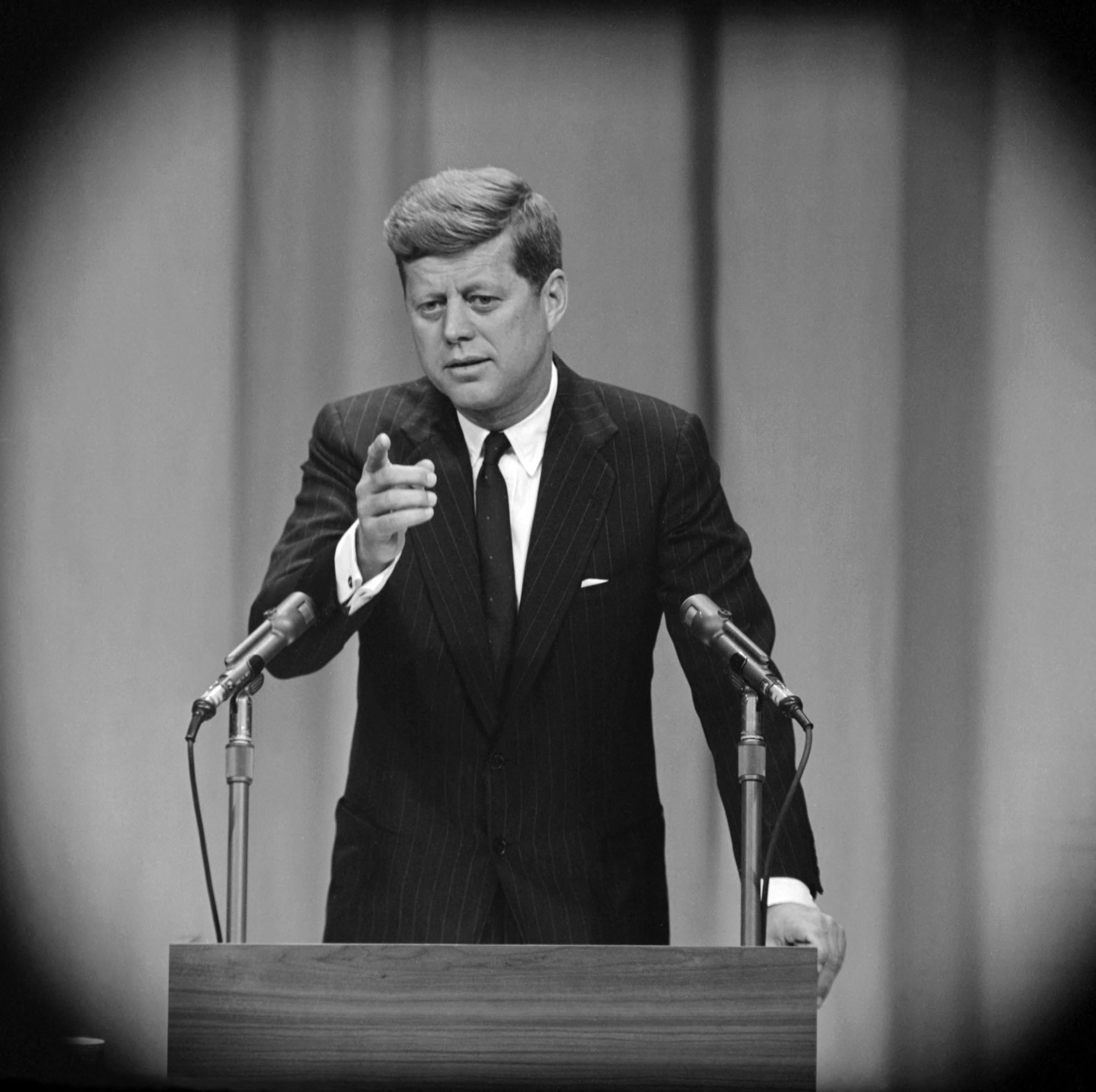  Photo prise le 25 janvier à Washington pendant la première conférence de presse de John Kennedy.