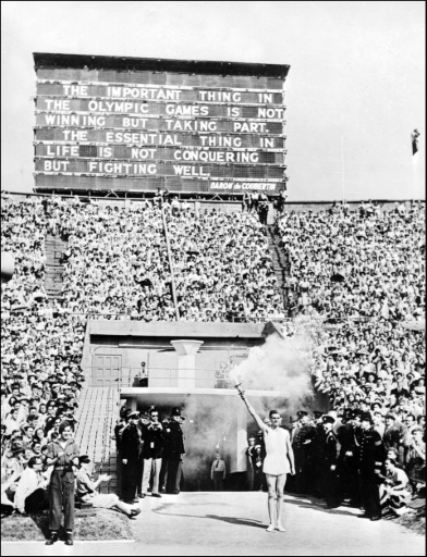 John Mark, champion d'aviron britannique, à l'ouverture des Jeux de Londres le 29 juillet 1948 - AFP