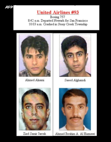 US Justice Department photographs of the hijackers of United Airlines Flight 93 - US Department of Justice/AFP