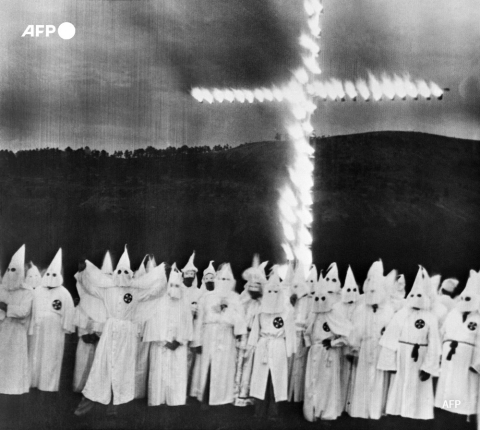 A Ku Klux Klan ceremony in Atlanta, Georgia, in the 1930s - AFP