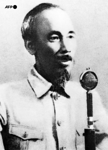 Photo de Ho Chi Minh prise le 2 septembre 1945 à Hanoï lors de sa proclamation de l'indépendance du Vietnam - AFP